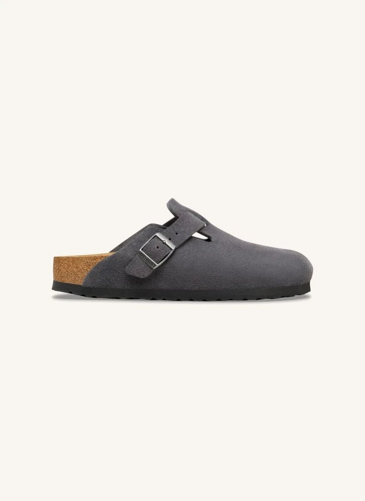 BIRKENSTOCK - Boston Suede Slippers | Dark Grey