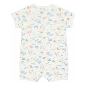 Petit Bateau - Animal Patterned Sleepwear Romper with Shorts | White