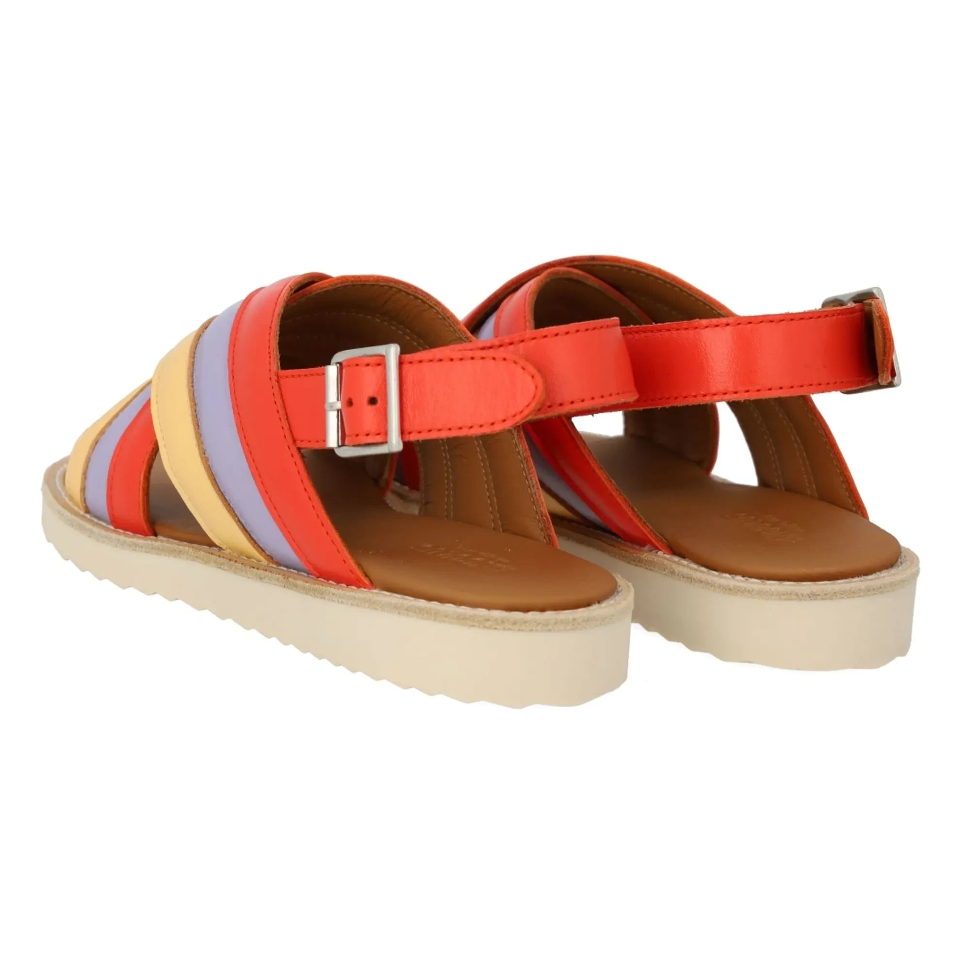Angulus - Color Block Cross Strap Sandals | Pale Yellow