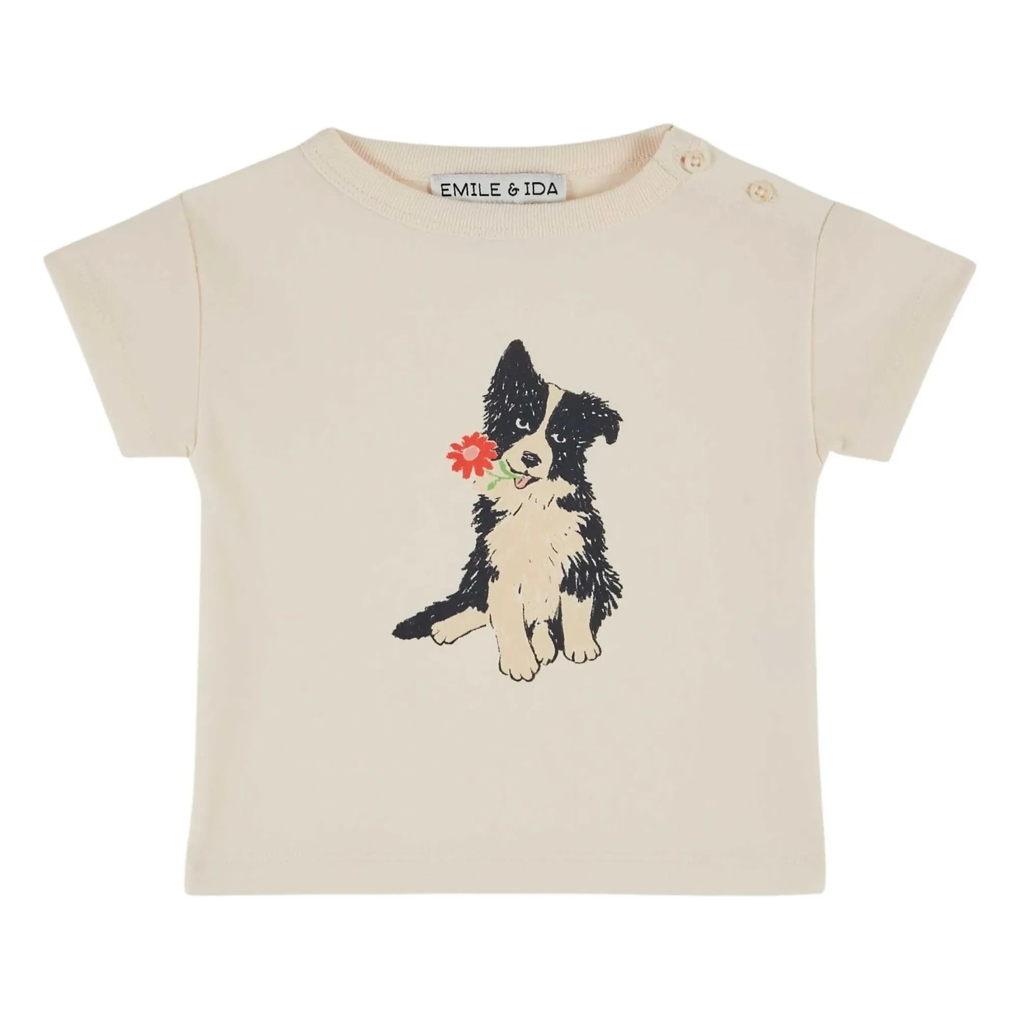 Emile et Ida - Organic Cotton T-Shirt Dog | Cream