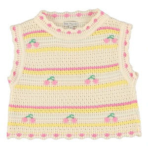 Bebe Organic - Top Crocheted Paloma Cherries Organic Cotton | Ecru