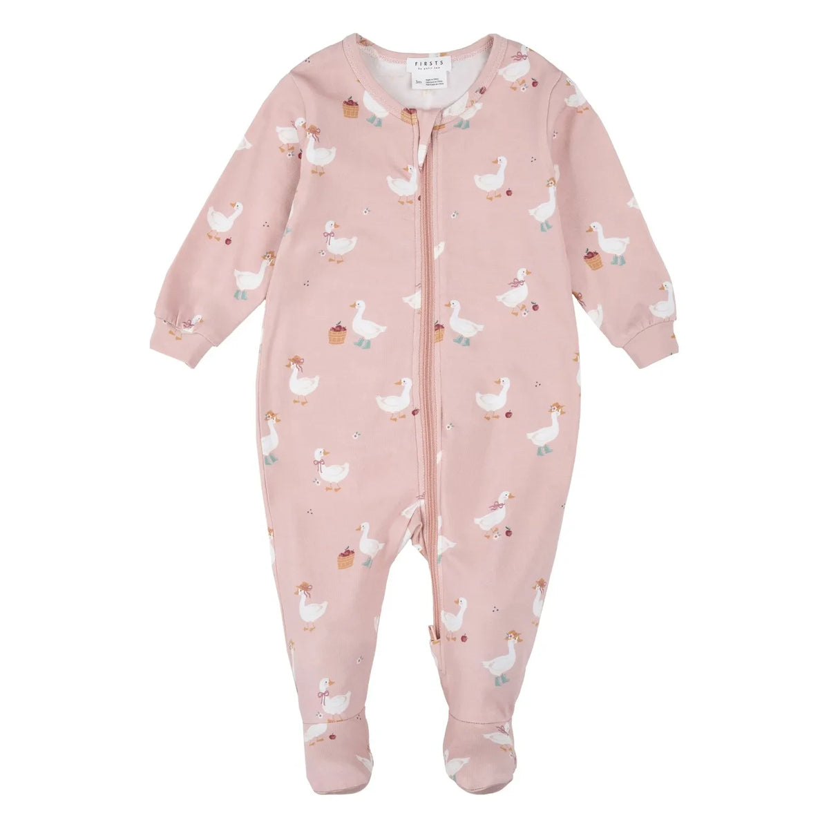 Petit Lem - Ördek Baskılı Modal ve Organik Pamuklu Patikli Pijama | Pembe