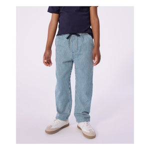 Petit Bateau - Organik Pamuk Çizgili Pantolon | Mavi