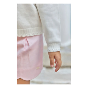 Tartine et Chocolat - Embroidered Flower Sweater | Ecru