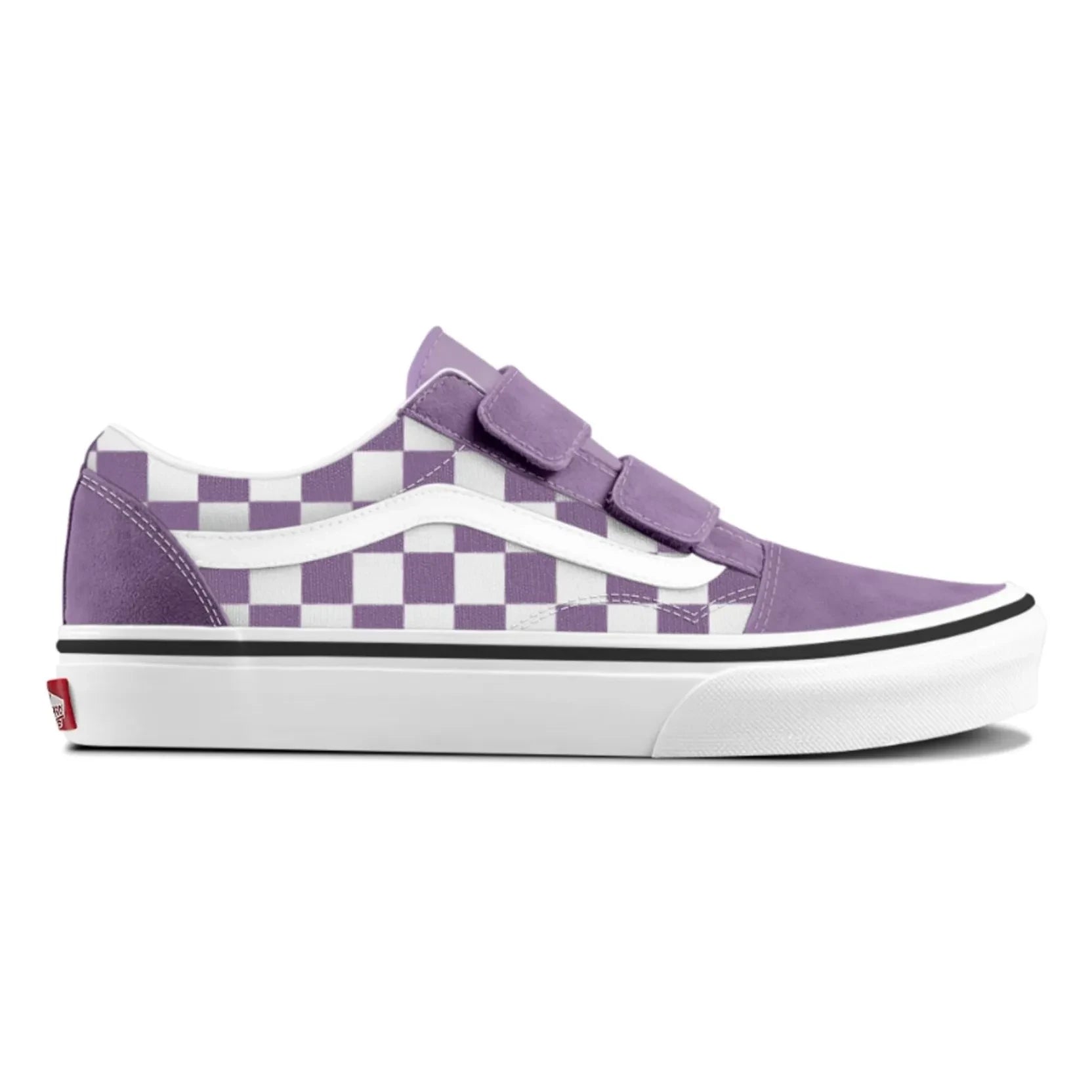 Vans - Old Skool V Color Theory Checkerboard Velcro Sneakers | Purple
