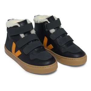 Veja - V-10 Mid Scratch Lined Sneakers | Black