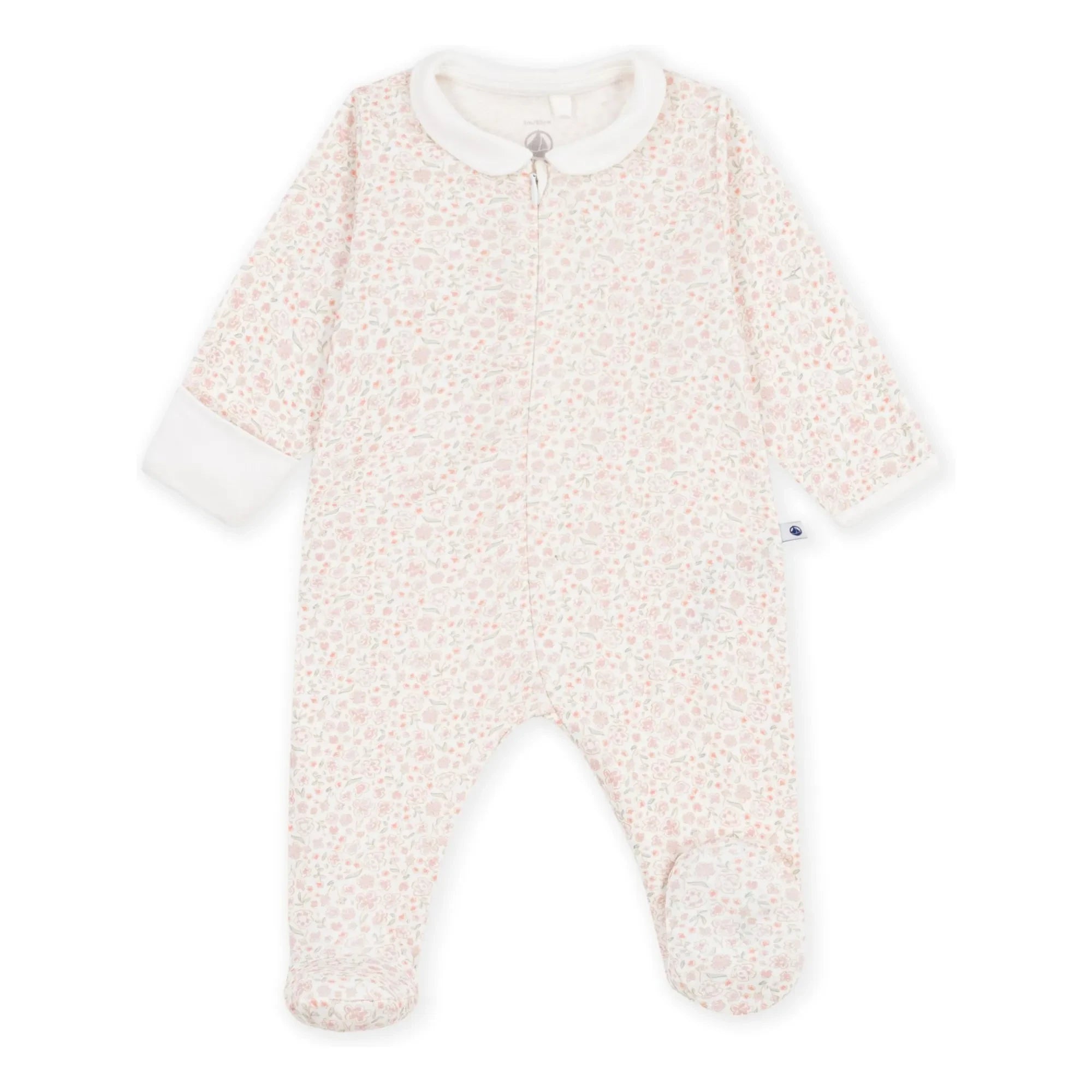 Petit Bateau - Pyjamas Dors Bien Çiçekli Organik Pamuk | Beyaz