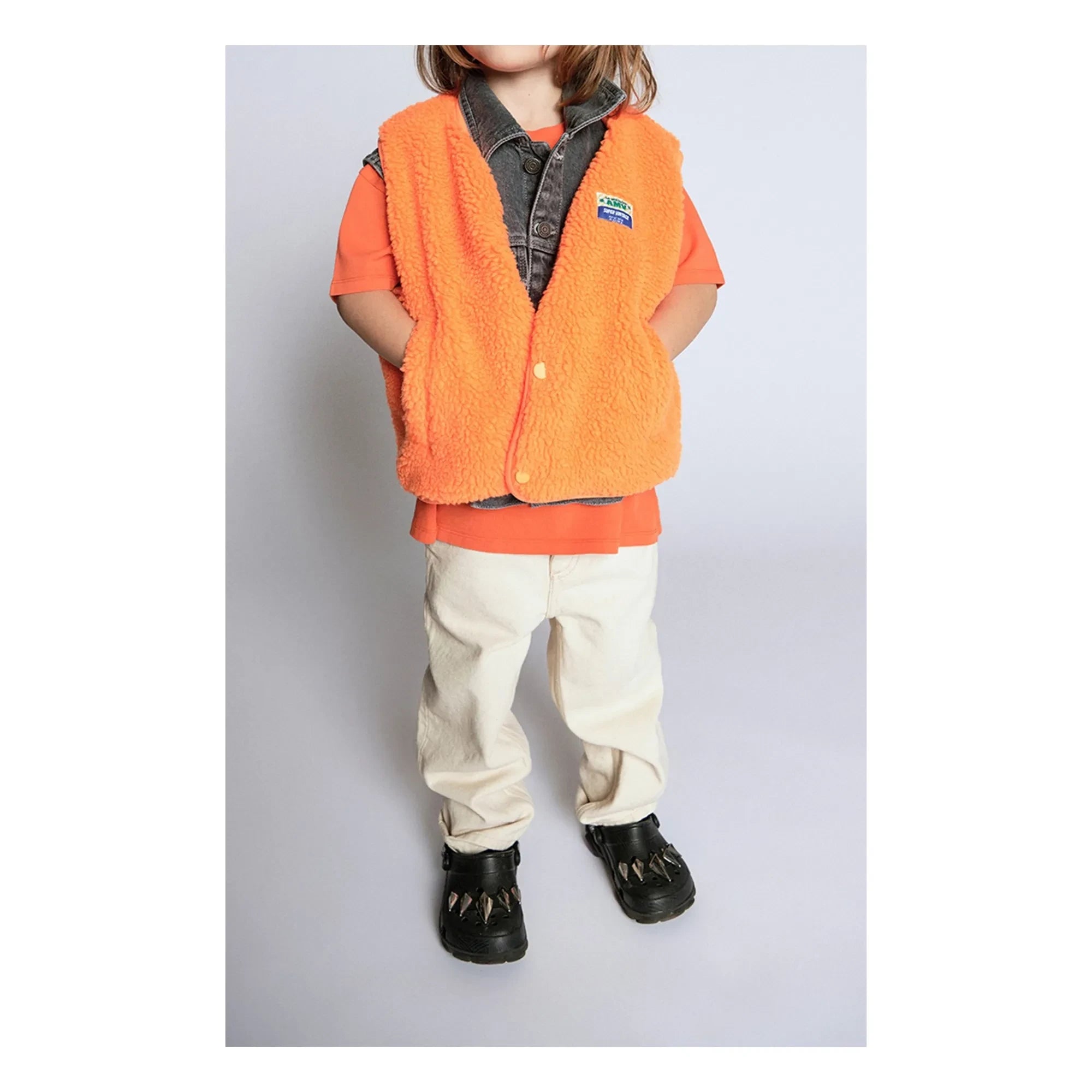 American Vintage - Hoktown Sleeveless Jacket Made from Recycled Fibers | Neon Orange
