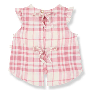 1+ in the family - Ferrosa Linen Checkered Blouse | Powder Pink