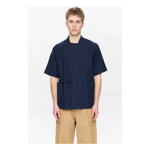 Anerkjendt - Akjesper Twill Short Sleeve Kimono | Dark Blue