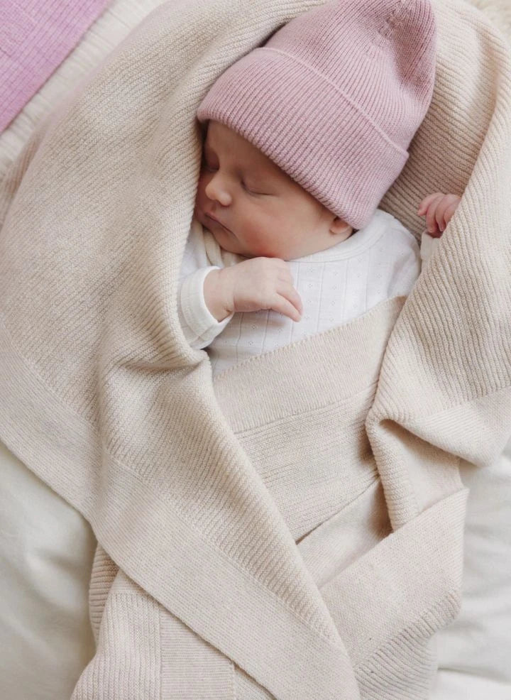 Hvid - Fonzie Merino Wool Baby Hat | Powder Pink