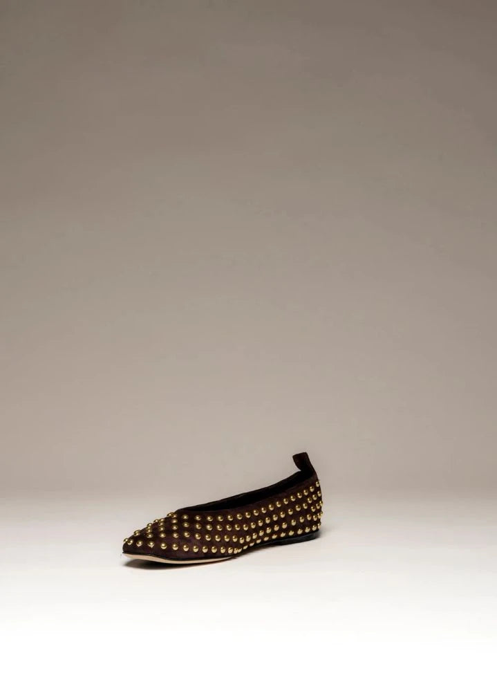 Odare - Alba studded ballet flats | Brown