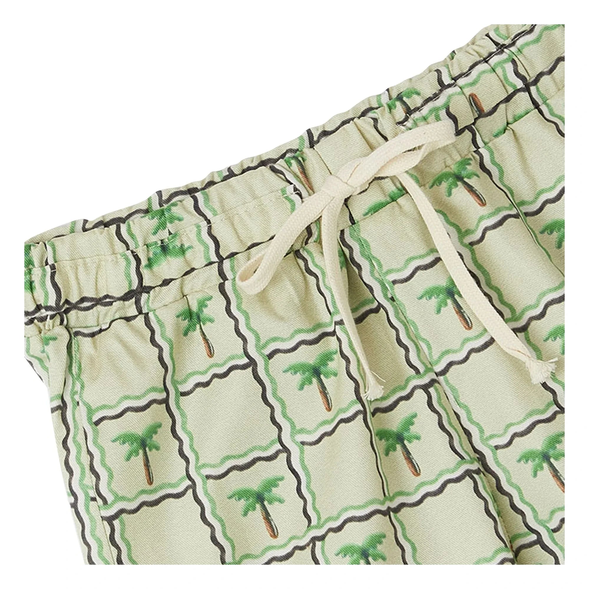 Fabula - Palm Tree Drawstring Shorts | Light Green