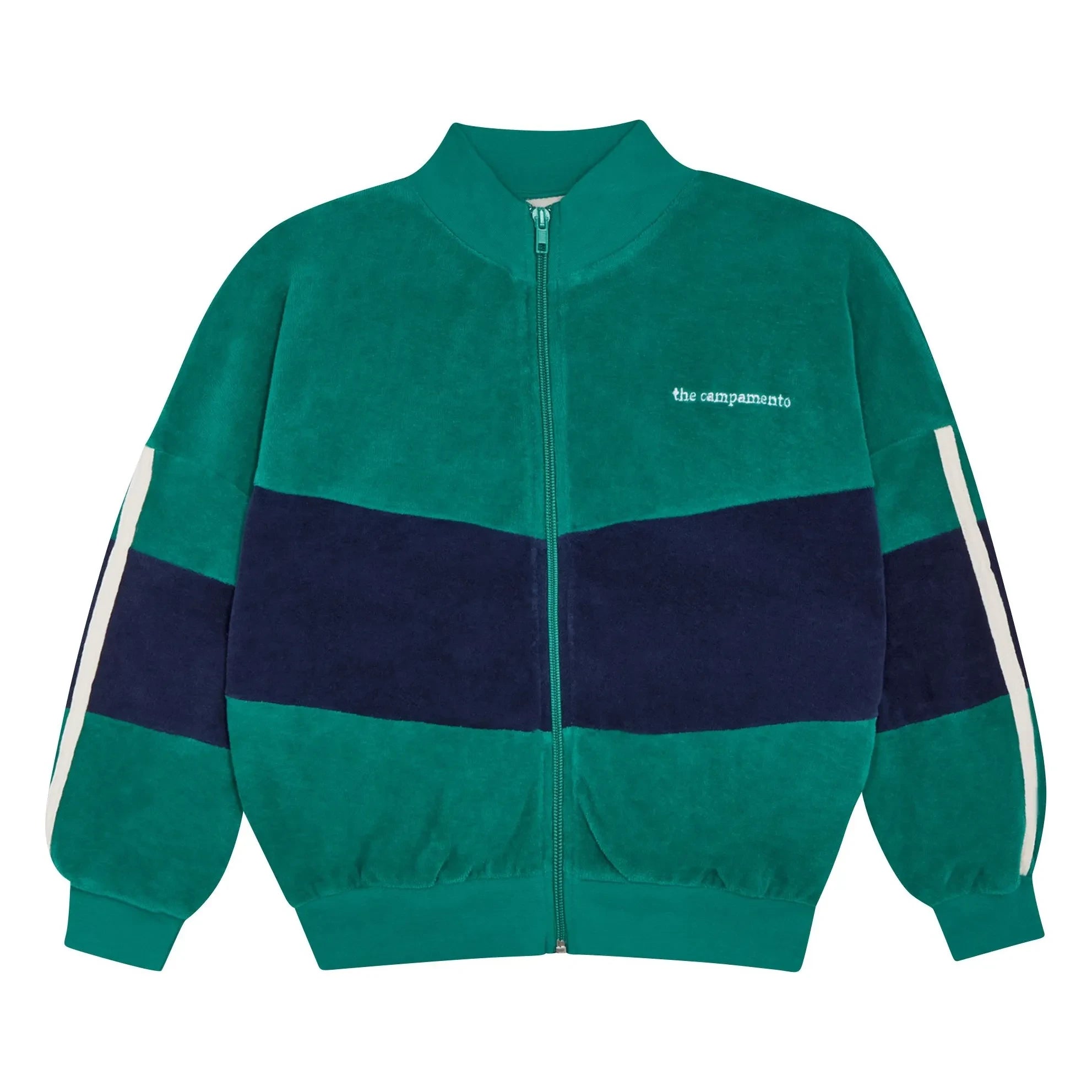 The Campamento - Renk Bloklu Kadife sweatshirt | Turkuaz