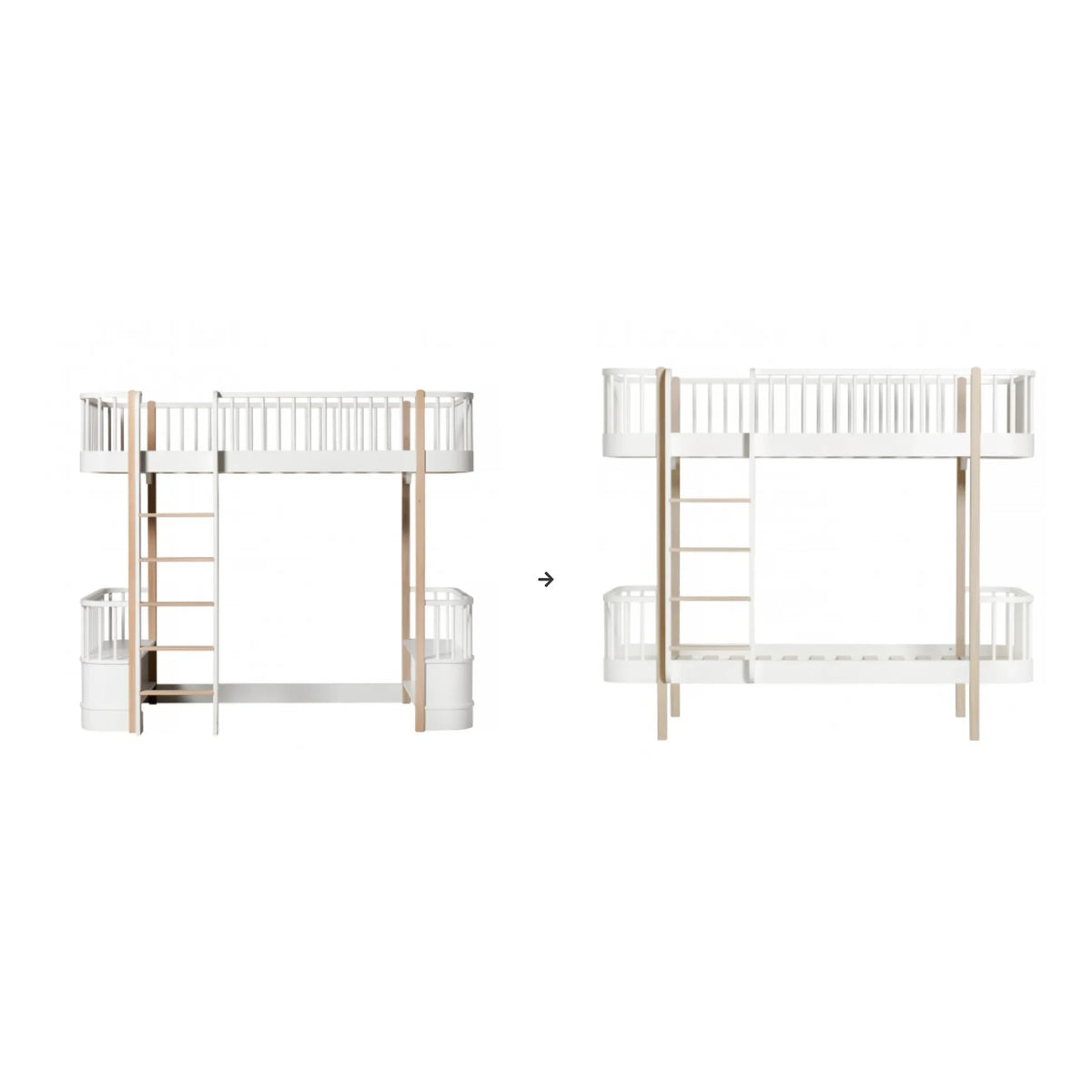 Oliver Furniture - Bunk Bed Conversion Kit, White/Beech