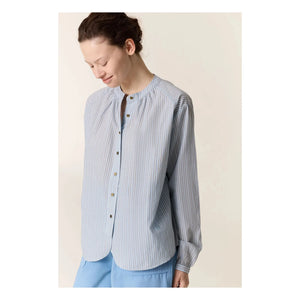 Leon & Harper - Cirus Striped Organic Cotton Blouses | Blue