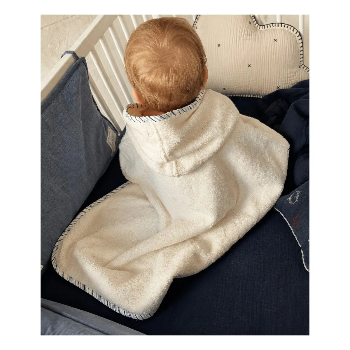 Editions Aimable - Paula bath poncho | Azure Stripes Poplin