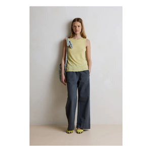 Hod - Navy blue linen tank top | Lemon yellow