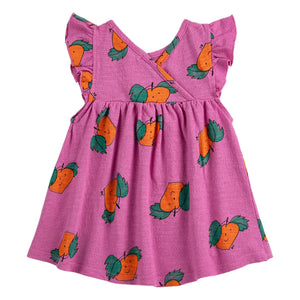 Bobo Choses - Orange Ruffled Dress Organic Cotton Baby | Purple