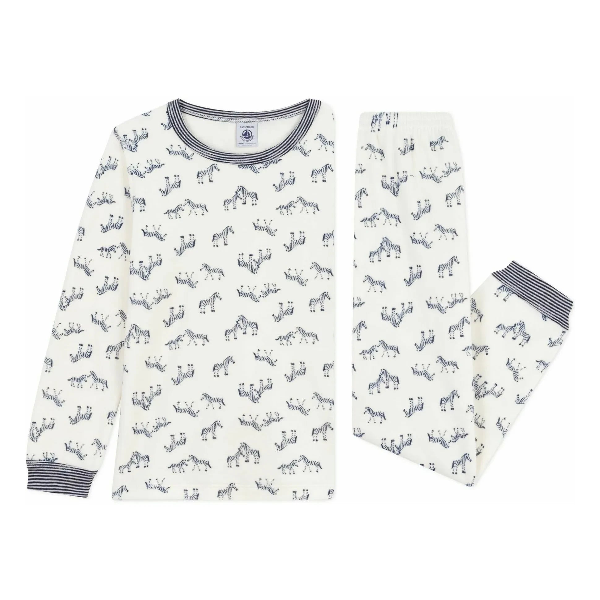 Petit Bateau - Zebra Organic Cotton Pajamas | Ecru
