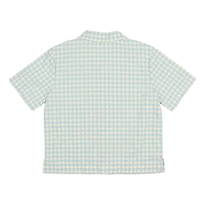 Búho - Aqua Gingham Seersucker Organic Cotton Shirt