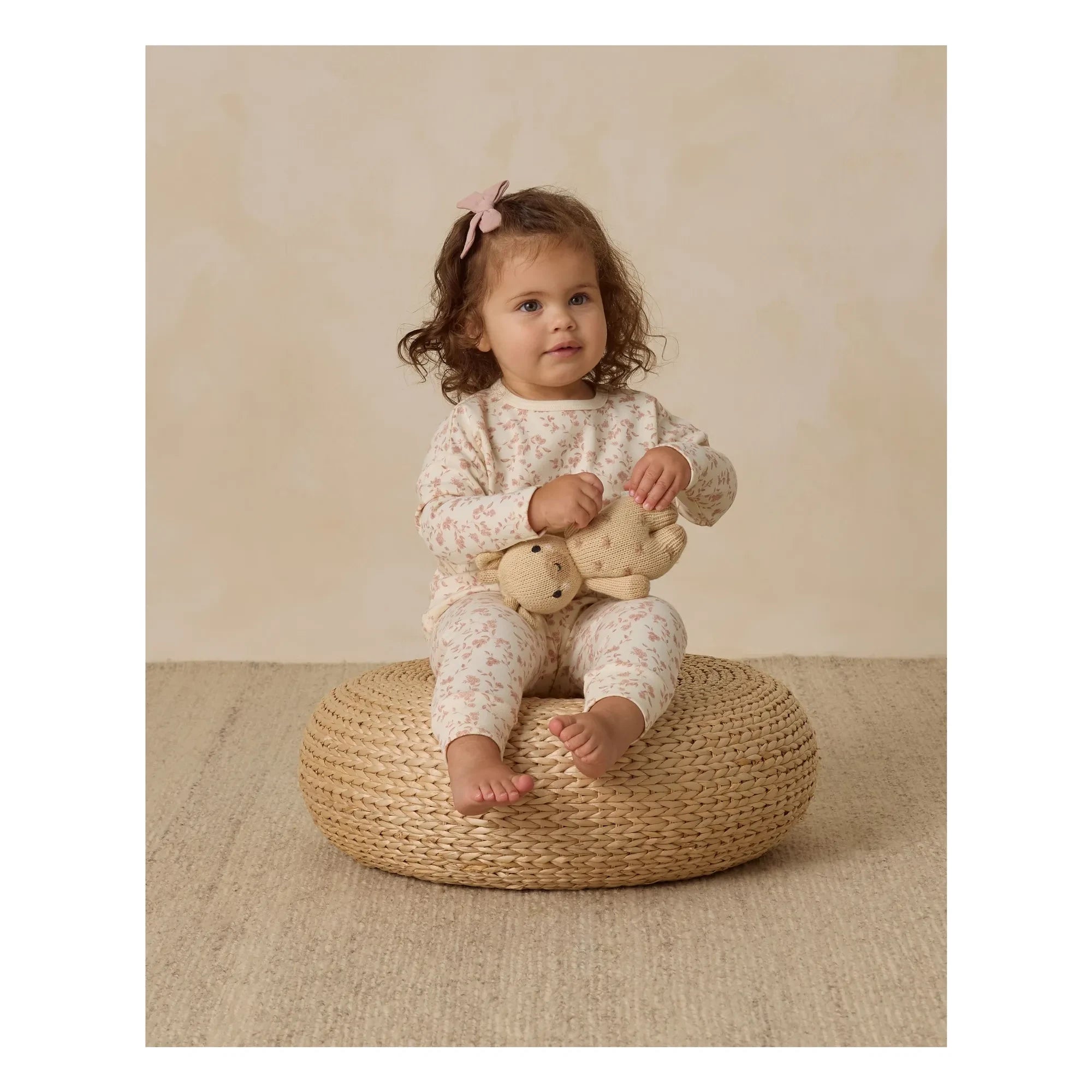 Quincy Mae - Organic Cotton Flower Pattern Pants | Ivory