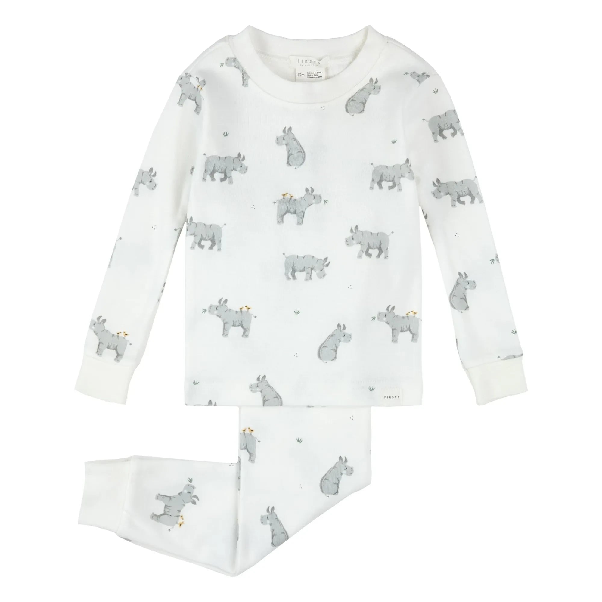 Petit Lem - Giraffe organic cotton pajamas | Ivory