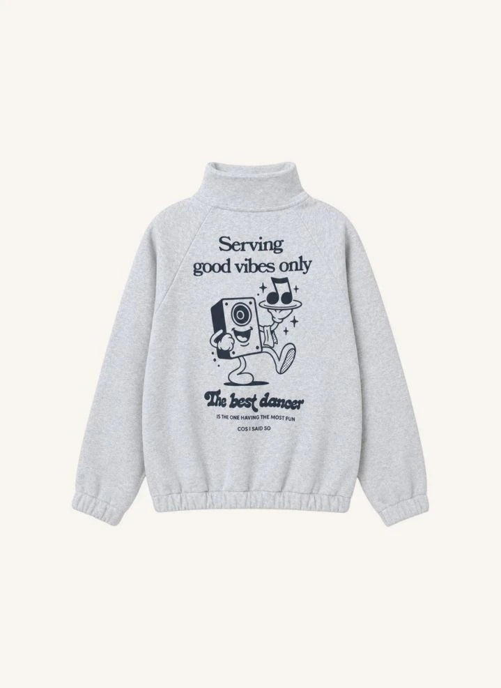 Cos I Said So - "Good Vibes Only" Organic Cotton Zip-Up Sweatshirt | Grey Melange