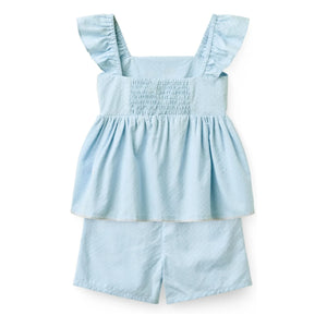 Copenhagen Colors - Organic Cotton Striped Summer Top and Shorts Set | Light Blue