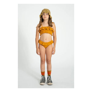 Piupiuchick - 2-Piece Ribbed Swimsuit with Organic Cotton Hearts | Camel