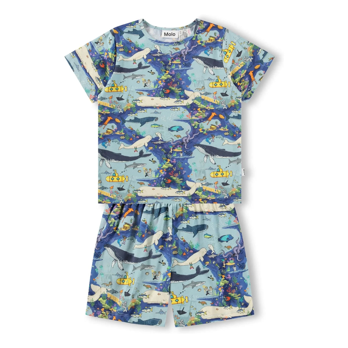 Molo - Bale Whales Organic Cotton Pajama Shorts | Blue