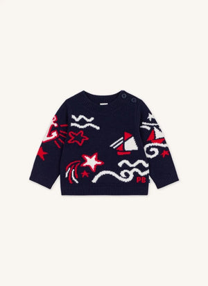 Petit Bateau - Wave Wool Kazak | Lacivert