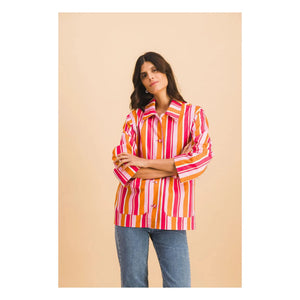 Elise Chalmin - Lucie Cotton Striped Jacket | Pink