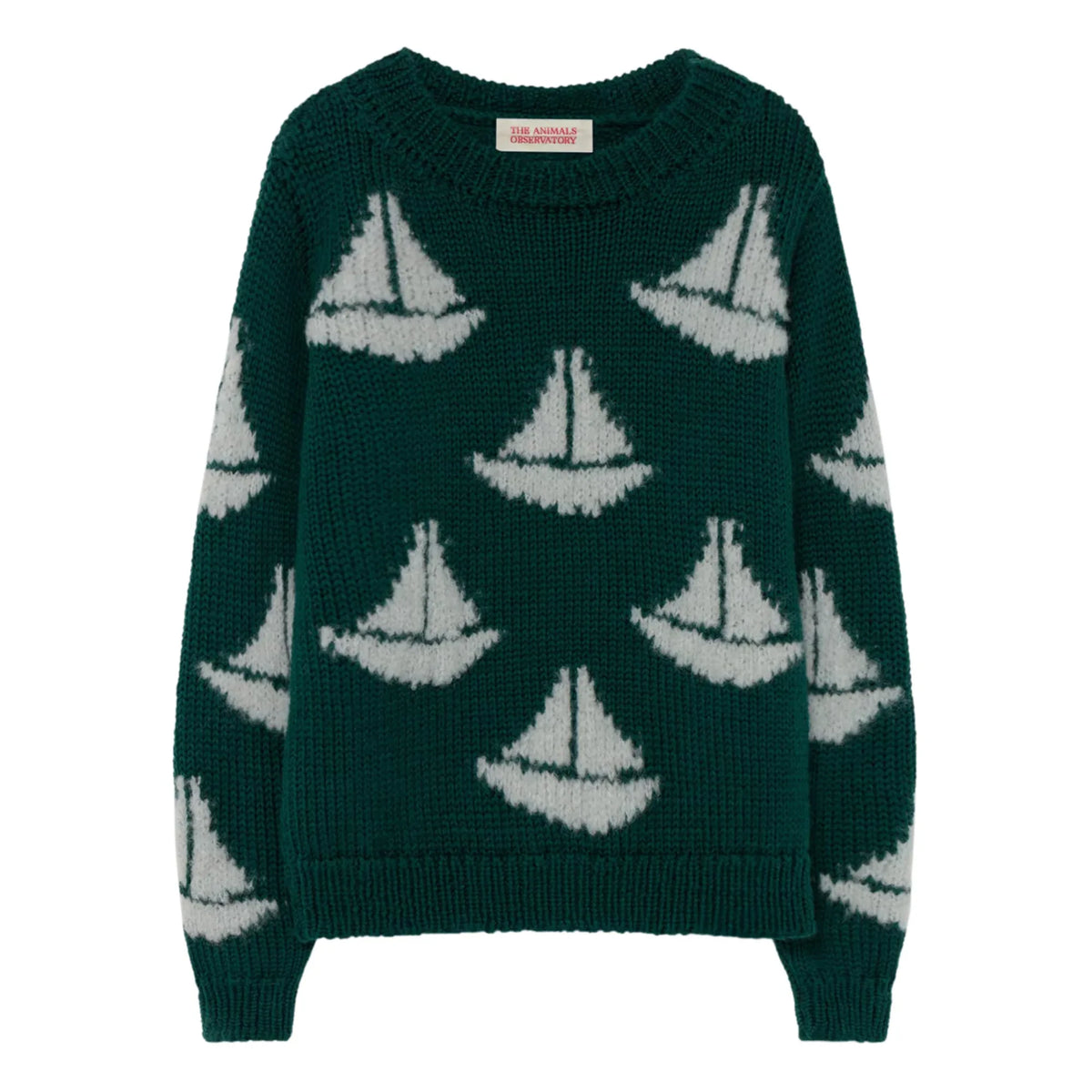 The Animals Observatory - Arty Bull Wool Boat-Neck Sweater | Dark Green