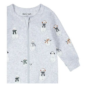 Petit Lem - Footed Pajama Santa Claus Characters Organic Cotton | Gray