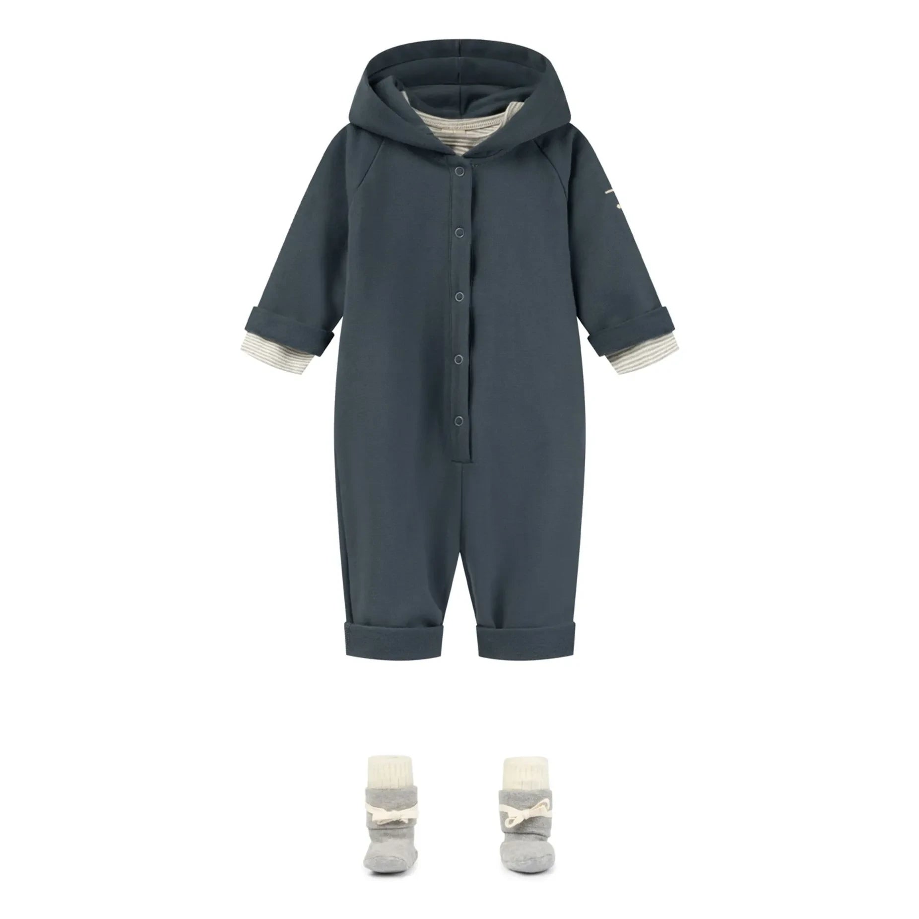 Gray Label - Organic Cotton Hoodie Romper | Gray Blue