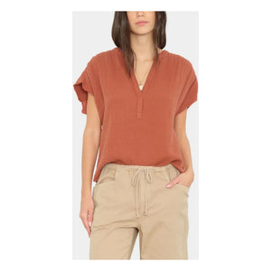 Xirena - Kane Cotton Blouse | Rust Red