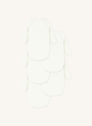 Petit Bateau - 5-Pack Mon Coeur Organic Cotton Wrap Bodysuit Set | White