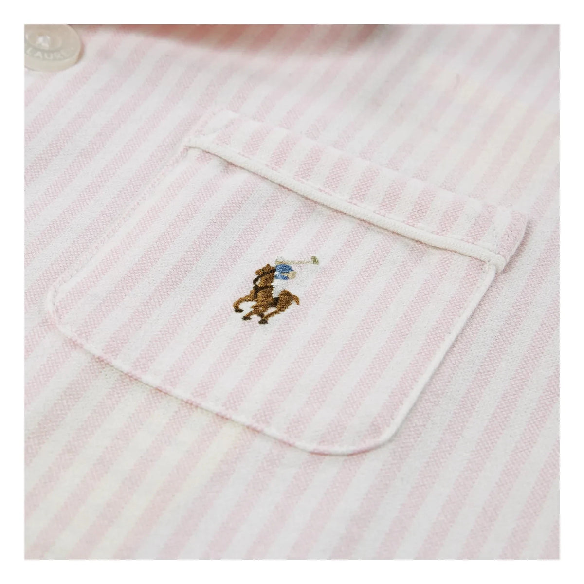 Ralph Lauren - Çizgili Logolu Gömlek ve Pantolon Pijama | Pembe