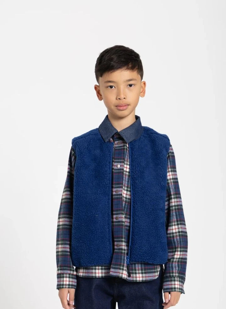 Finger in the nose - Peasy Sherpa Sleeveless Jacket | Royal Blue