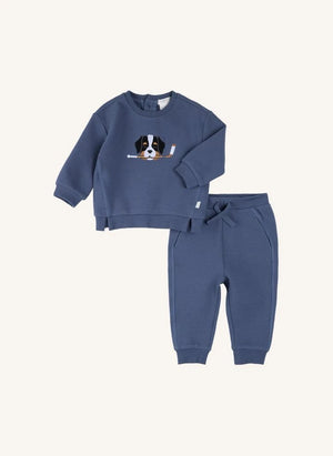 Petit Lem - Organic Cotton Dog Sweatshirt and Jogger Set | Blue
