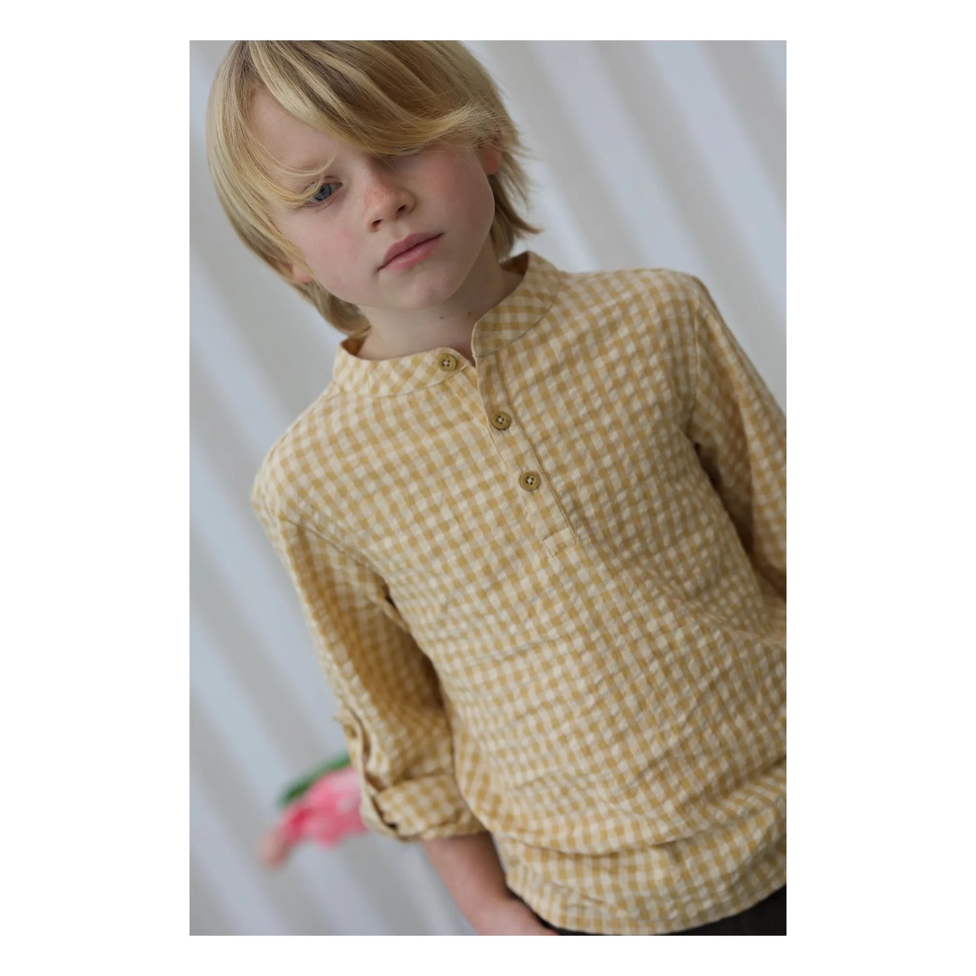 Lililotte - Chemise Côme Checkered Seersucker Organic Cotton | Yellow