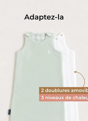 Les Petites Billes - Double-Sided Vichy Multi-Season Sleeping Bag | Green Water