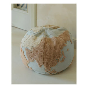 Lorena Canals - World Map Pouf | Light Blue