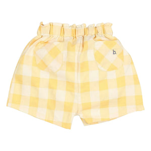 Búho - Yellow Gingham Seersucker Organic Cotton Shorts