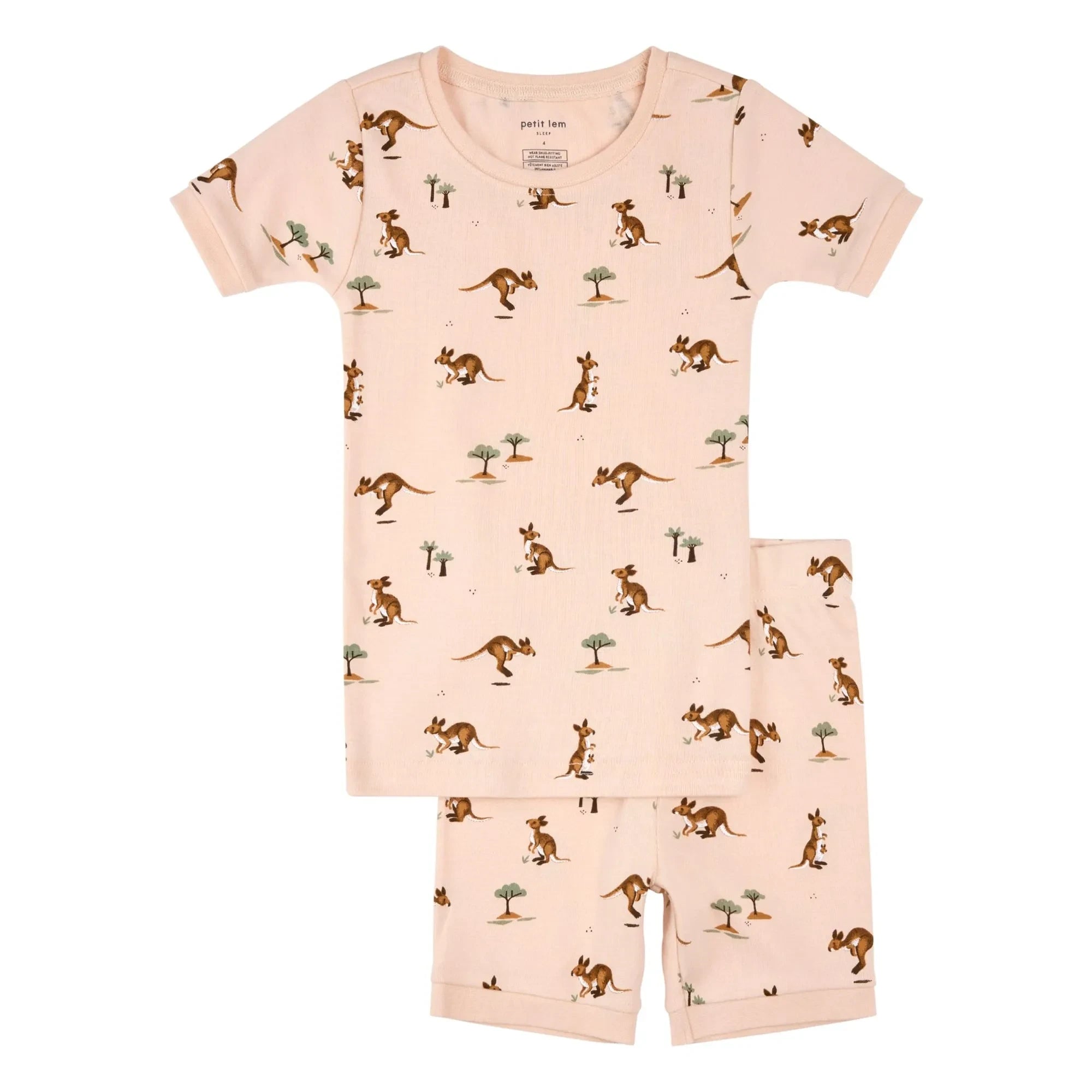 Petit Lem - Kangaroo Pajama Shorts Organic Cotton | Powder Pink
