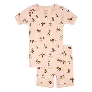 Petit Lem - Kangaroo Pajama Shorts Organic Cotton | Powder Pink