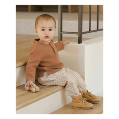 Quincy Mae - Organic Cotton Gingham Pants | Brown