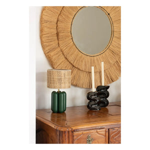 Cosin - Raffia Lampshade Table Lamp Charlotte | Dark Green