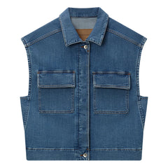 Pomandère - Sleeveless Denim Jacket | Blue